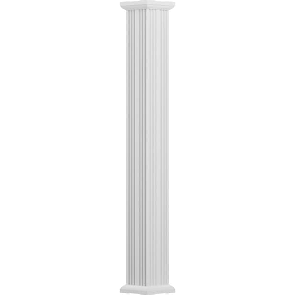 Ekena Millwork 4" x 8' Endura-Aluminum Column, Square Shaft (Load-Bearing 12,000 lbs), Non-Tapered, FLuted EA0408ENFSBTUTU - main